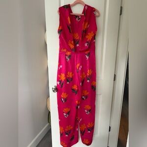 Bright Pink Floral Sleeveless Jumpsuit